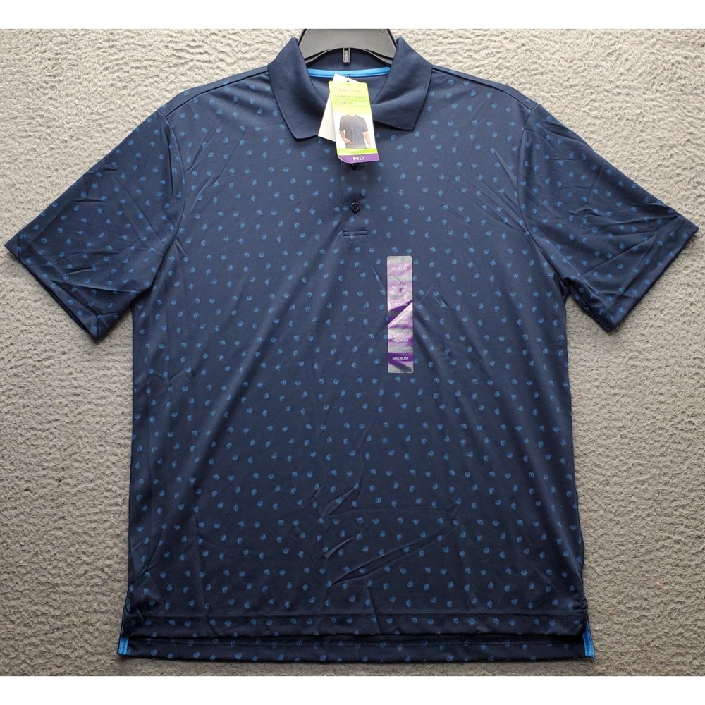 Haggar Golf Performance Polo‎ Shirt Mens Medium Multi Micro-Arrow Print Popover